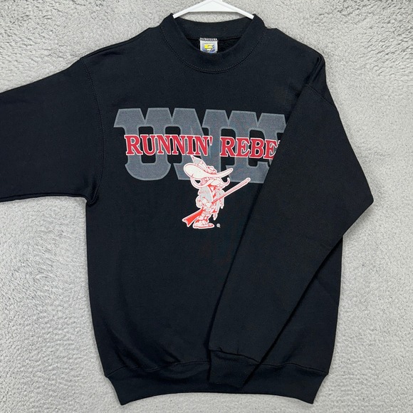 VINTAGE UNLV Runnin Rebels Adult Men Crewneck Sweatshirt Medium Black Competitor - Picture 1 of 9